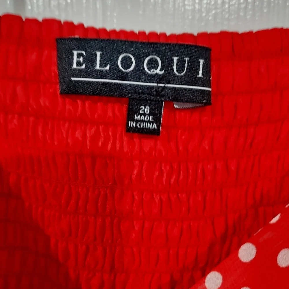 NWOT Eloquii Red & White Polka Dot Twisted Bodice Mini Dress in Size 26 - Picture 5 of 13